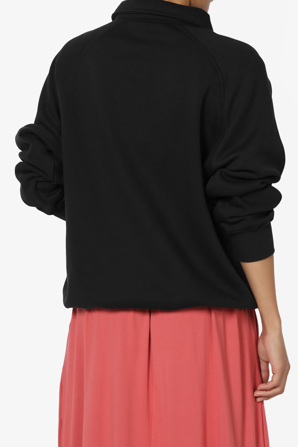 Avianna Oversized Fleece Polo Sweatshirt BLACK_2