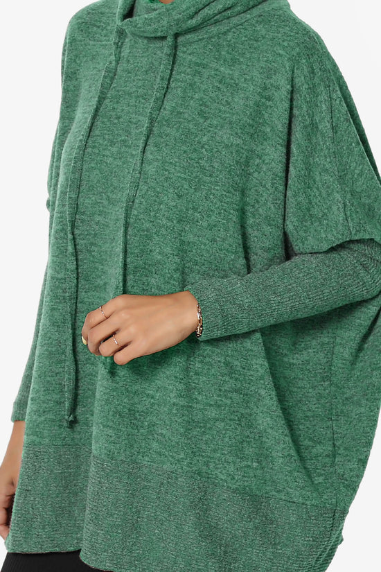 Barclay Cowl Neck Melange Knit Oversized Sweater DARK GREEN_5