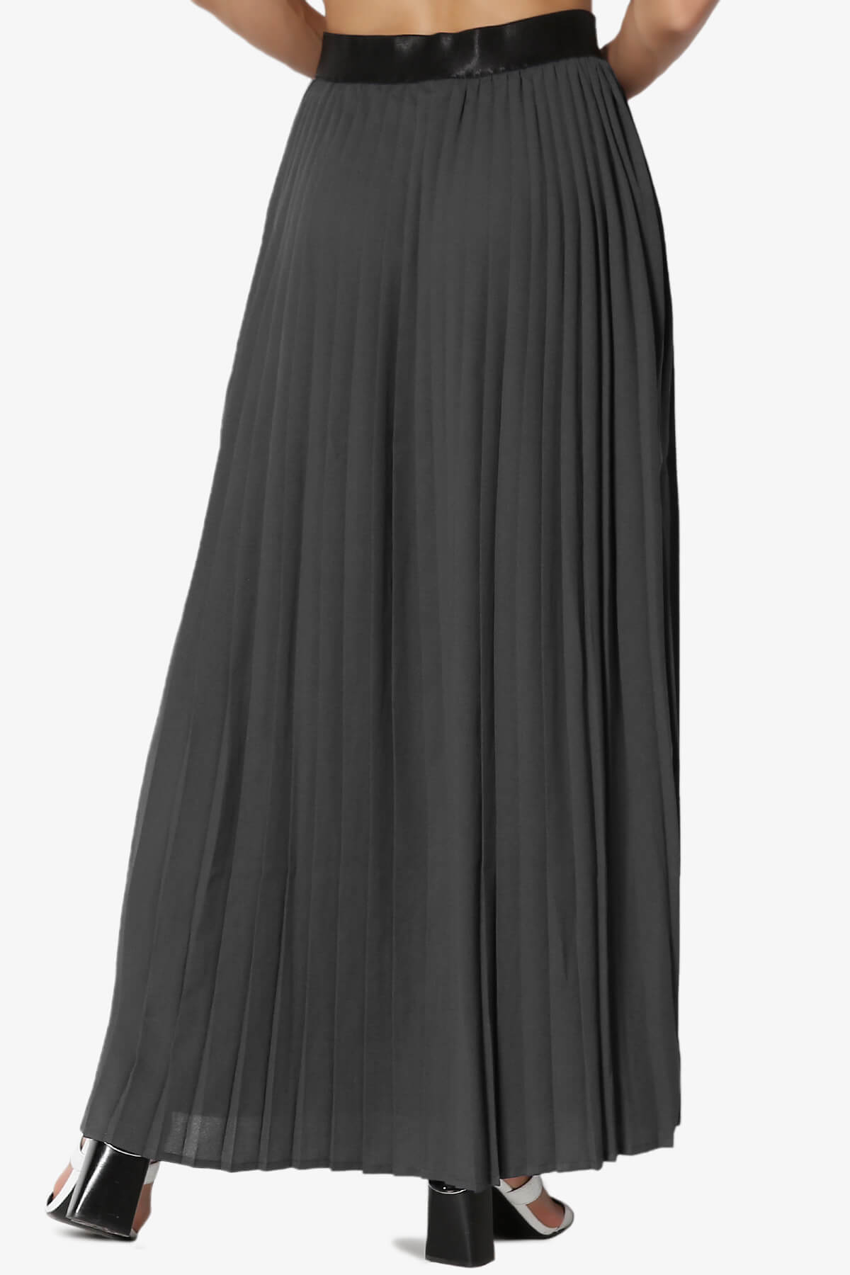 Barria Flowy Maxi Pleated Skirt ASH GREY_2