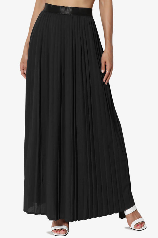 Barria Flowy Maxi Pleated Skirt BLACK_1