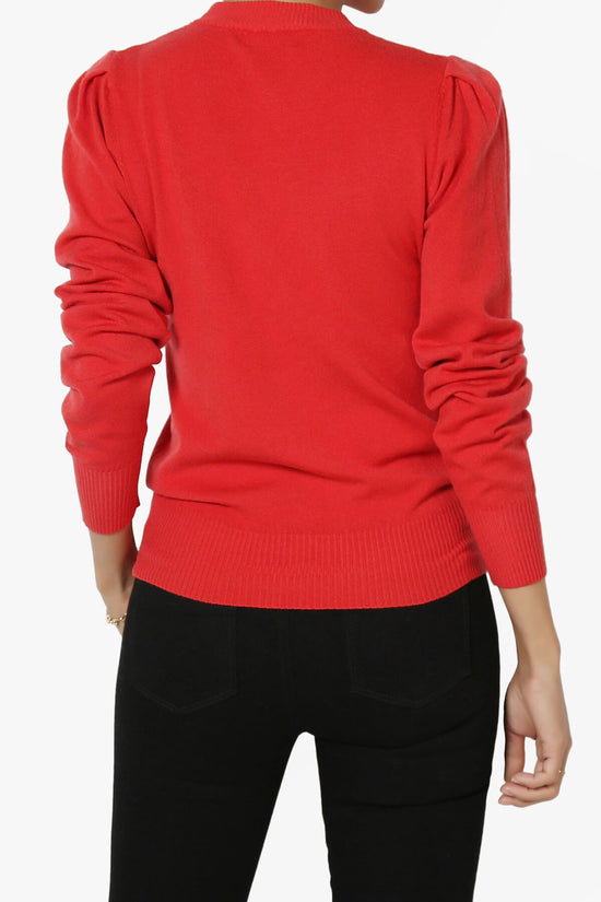 Bcarina Pleated Shoulder Crew Neck Sweater LT RED_2