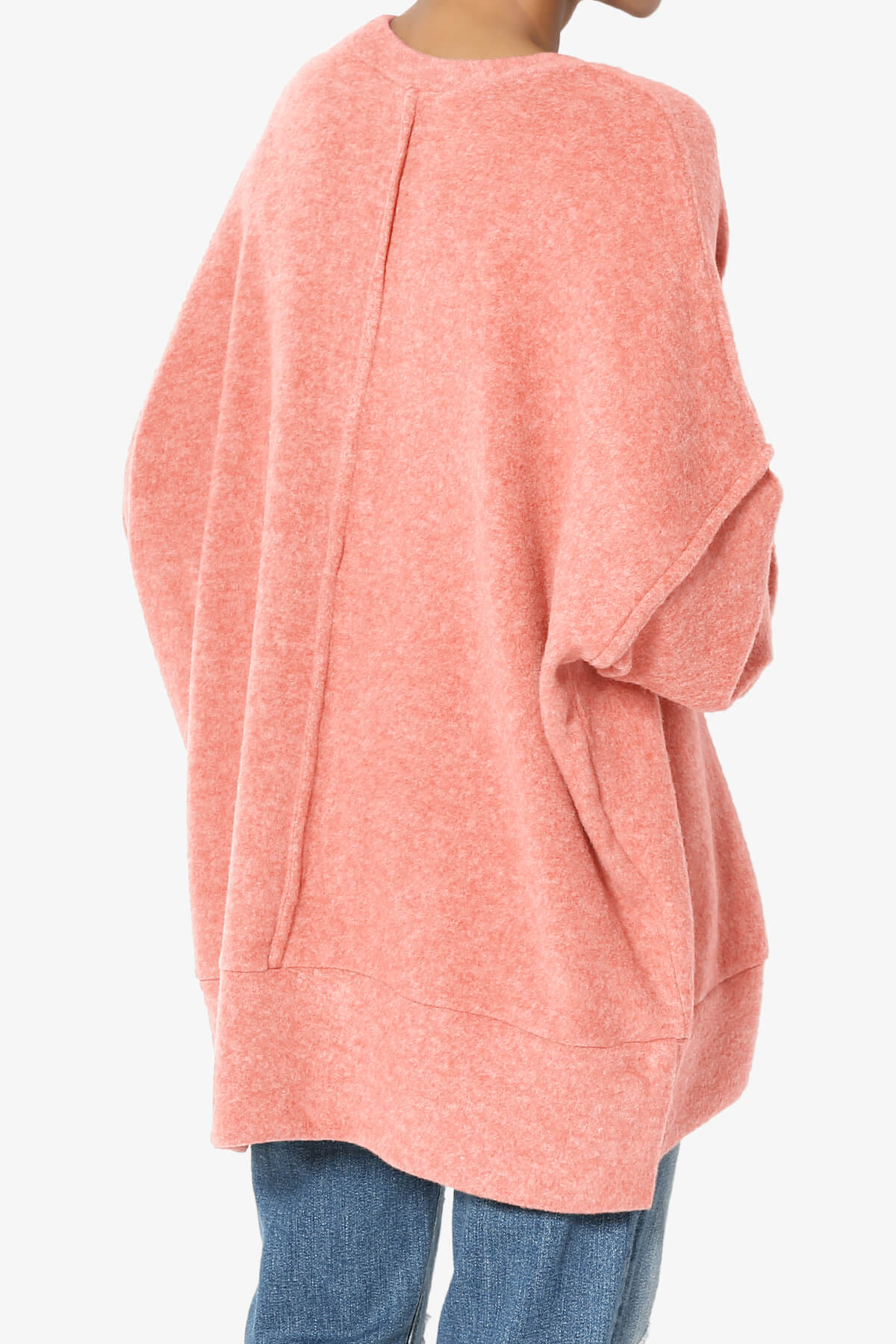 Breccan Blushed Knit Oversized Sweater CORAL_4