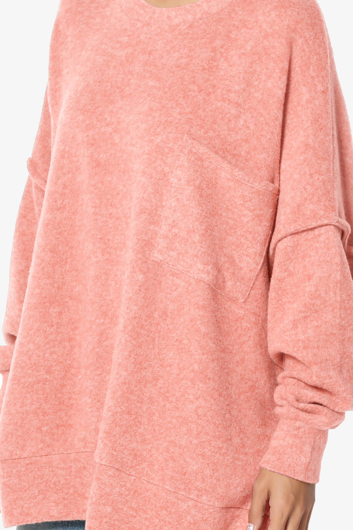 Breccan Blushed Knit Oversized Sweater CORAL_5