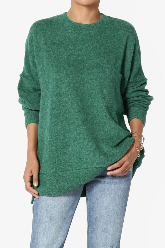 Breccan Blushed Knit Oversized Sweater DARK GREEN_1