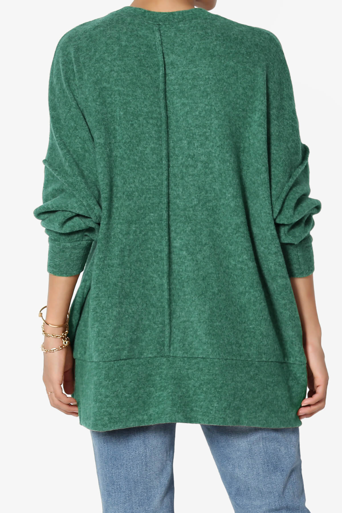 Breccan Blushed Knit Oversized Sweater DARK GREEN_2