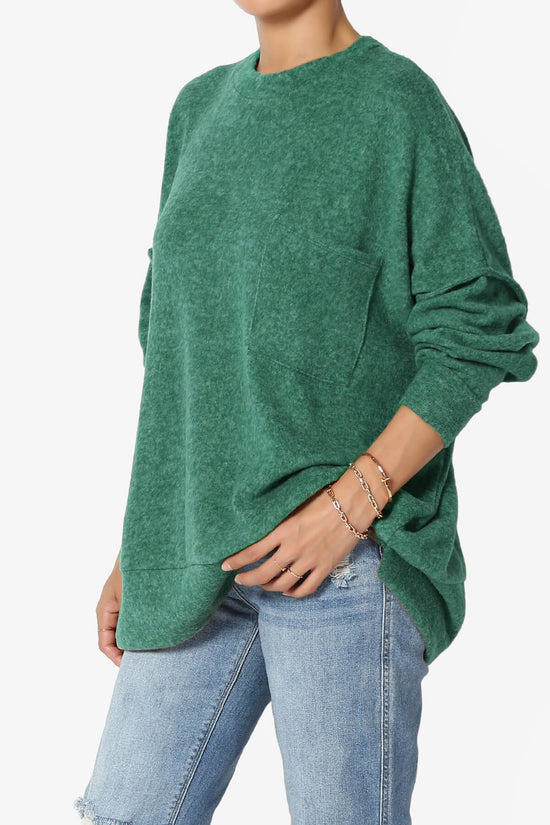 Breccan Blushed Knit Oversized Sweater DARK GREEN_3