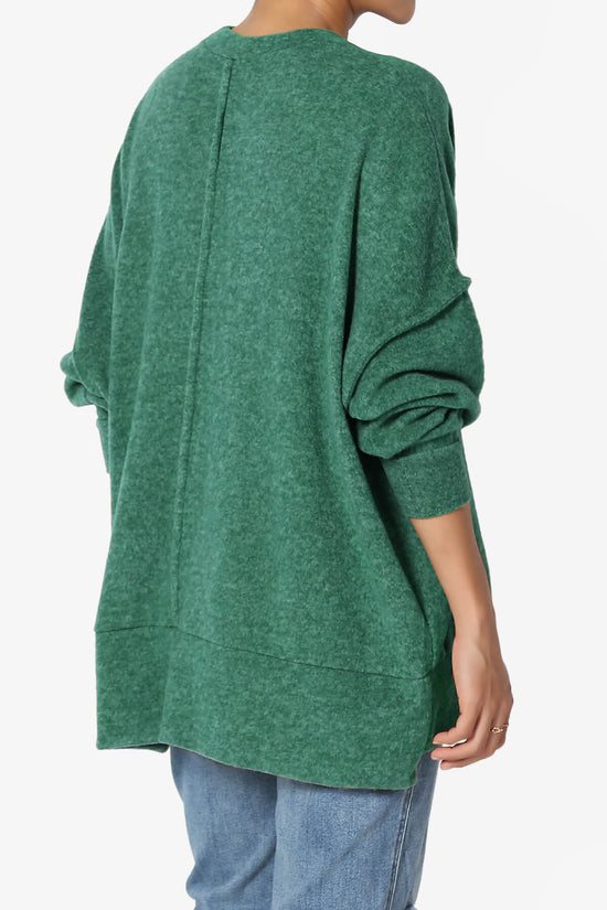 Breccan Blushed Knit Oversized Sweater DARK GREEN_4