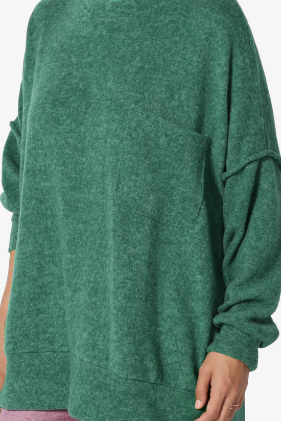 Breccan Blushed Knit Oversized Sweater DARK GREEN_5