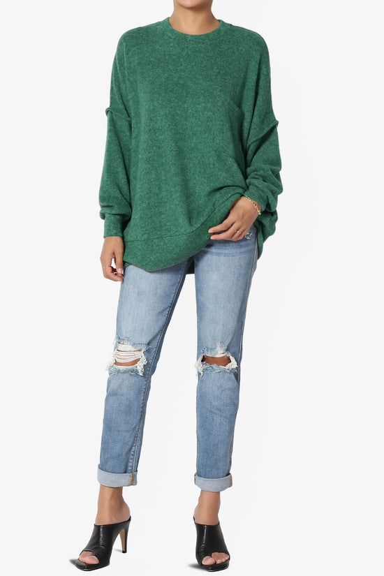 Breccan Blushed Knit Oversized Sweater DARK GREEN_6
