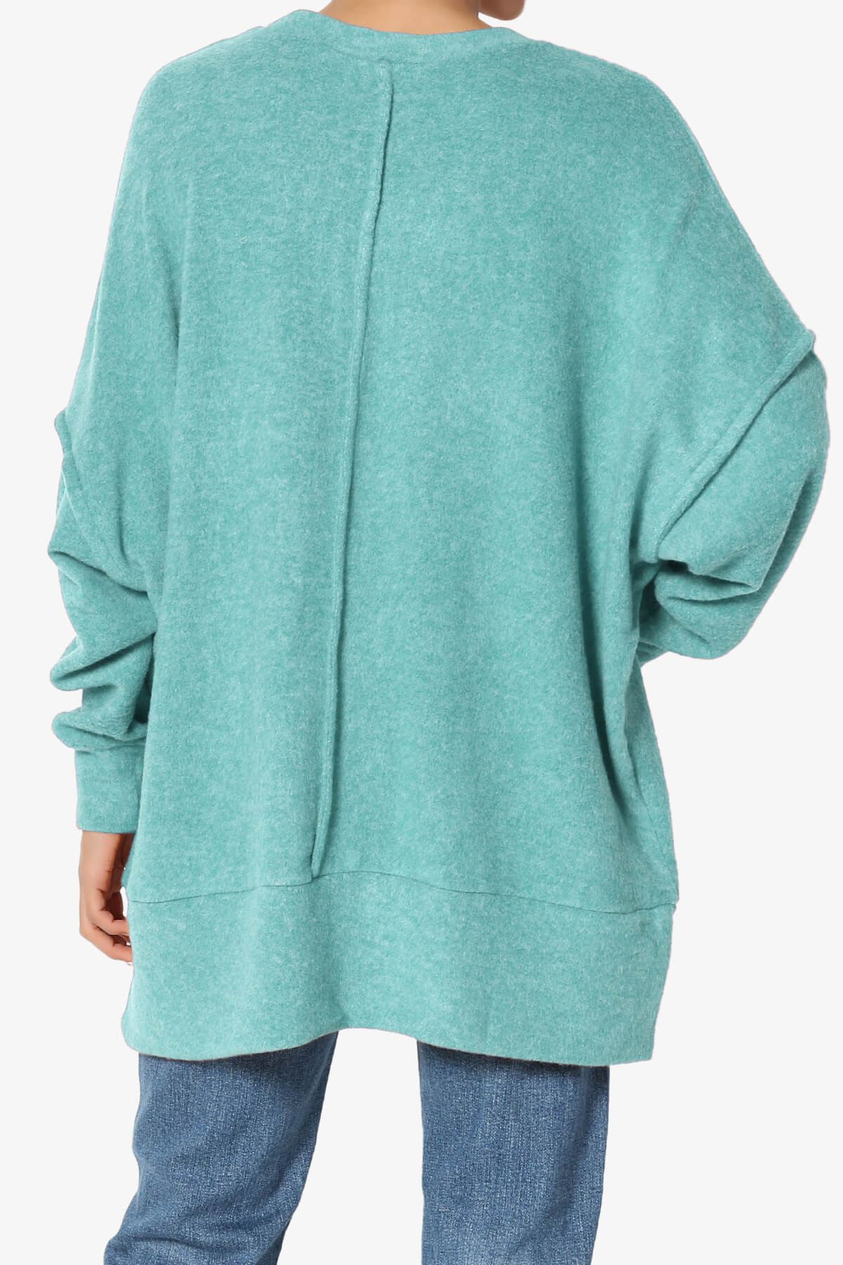 Breccan Blushed Knit Oversized Sweater DUSTY TEAL_2