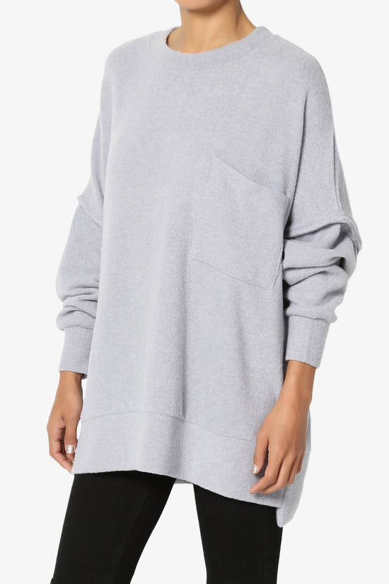 Breccan Blushed Knit Oversized Sweater HEATHER GREY_3