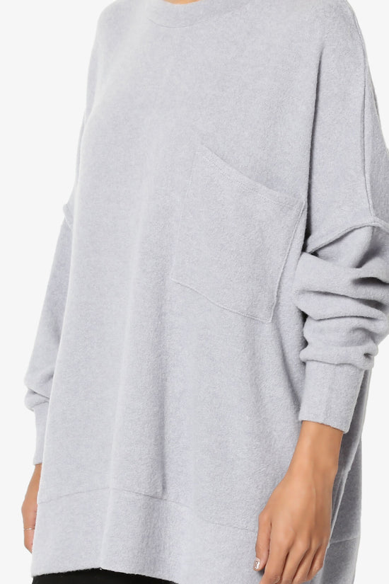 Breccan Blushed Knit Oversized Sweater HEATHER GREY_5