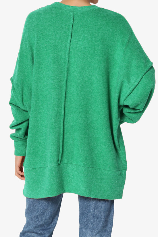 Breccan Blushed Knit Oversized Sweater KELLY GREEN_2