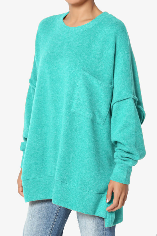 Breccan Blushed Knit Oversized Sweater LT TEAL_3