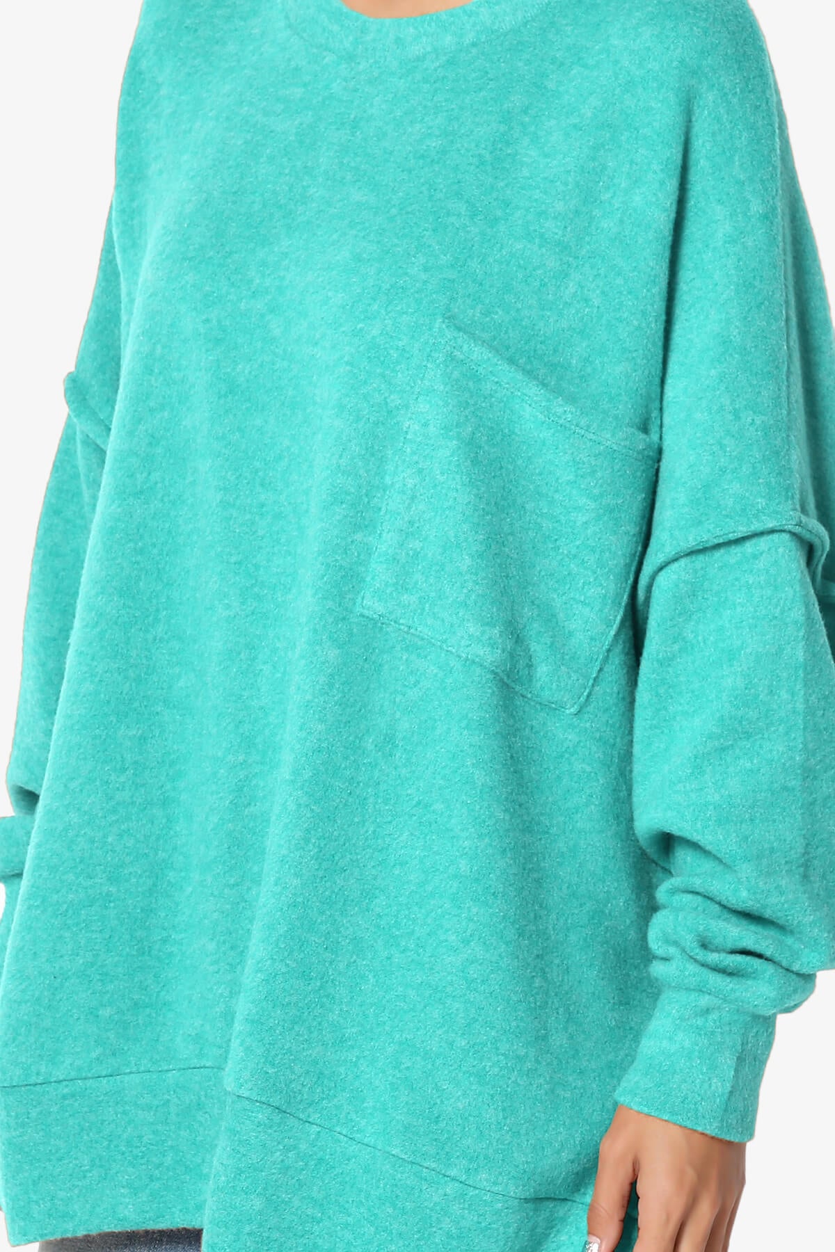 Breccan Blushed Knit Oversized Sweater LT TEAL_5