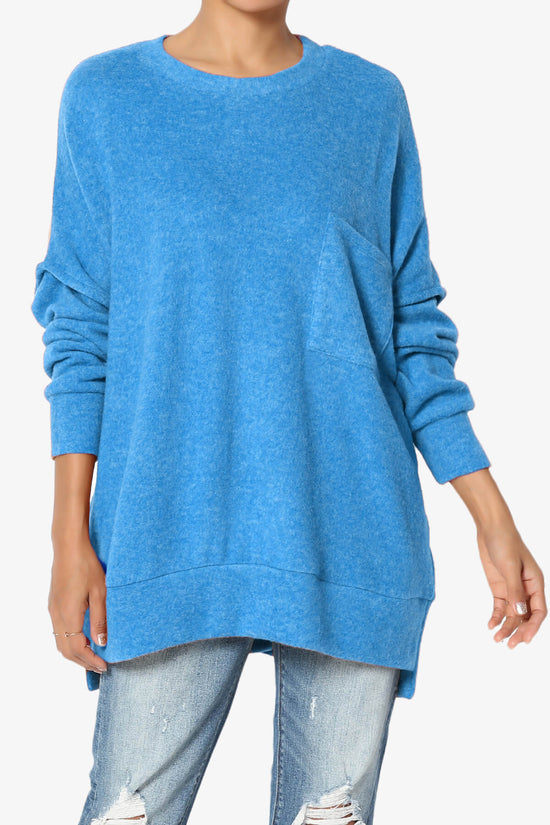 Breccan Blushed Knit Oversized Sweater OCEAN BLUE_1
