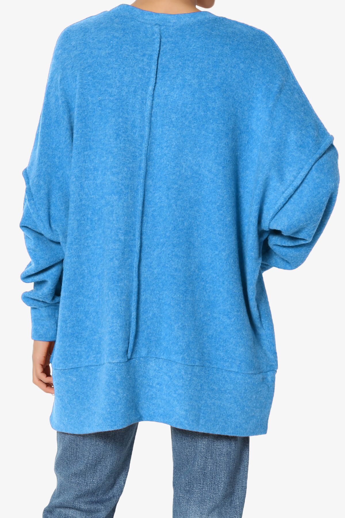 Breccan Blushed Knit Oversized Sweater OCEAN BLUE_2