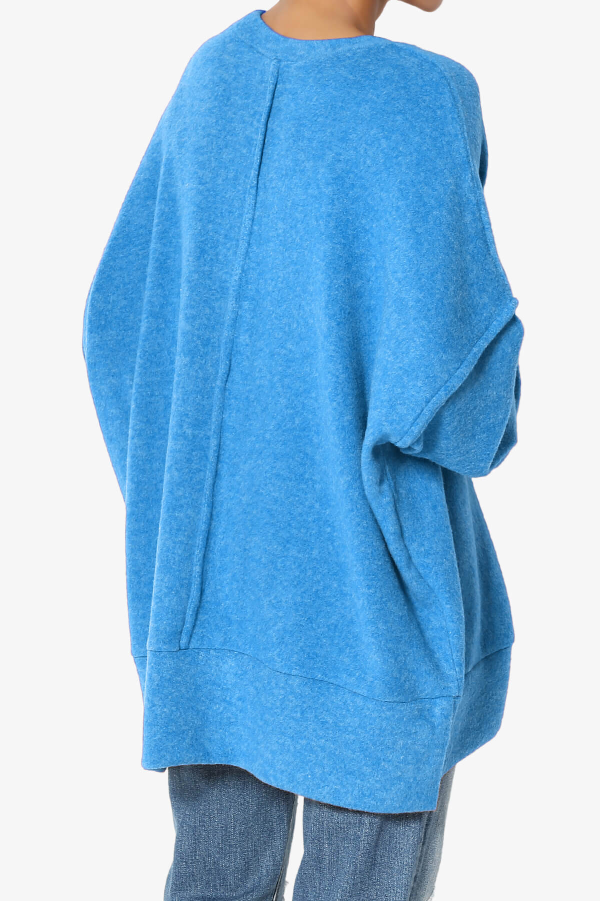 Breccan Blushed Knit Oversized Sweater OCEAN BLUE_4