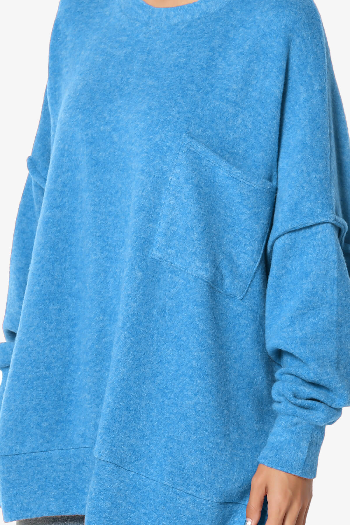 Breccan Blushed Knit Oversized Sweater OCEAN BLUE_5