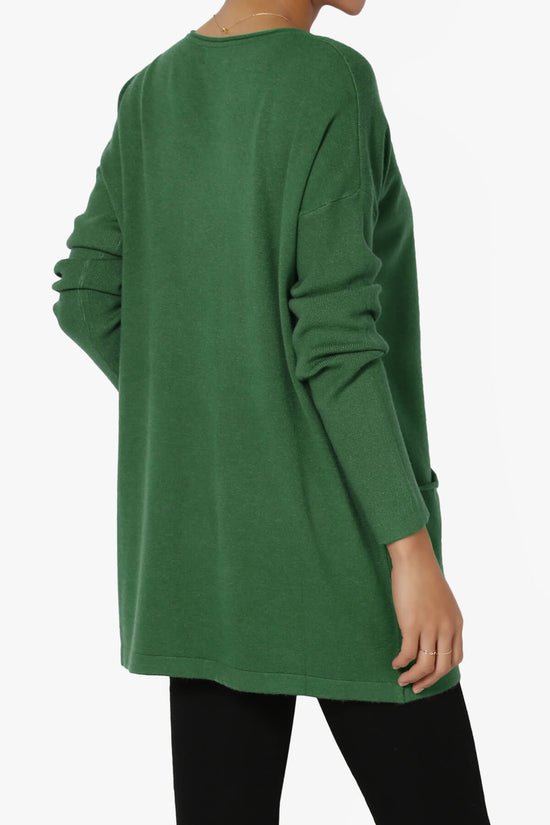 Brecken Pocket Long Sleeve Soft Knit Sweater Tunic DARK GREEN_4