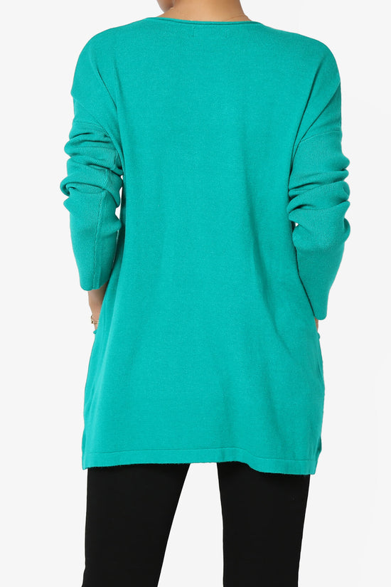Brecken Pocket Long Sleeve Soft Knit Sweater Tunic TURQUOISE_2