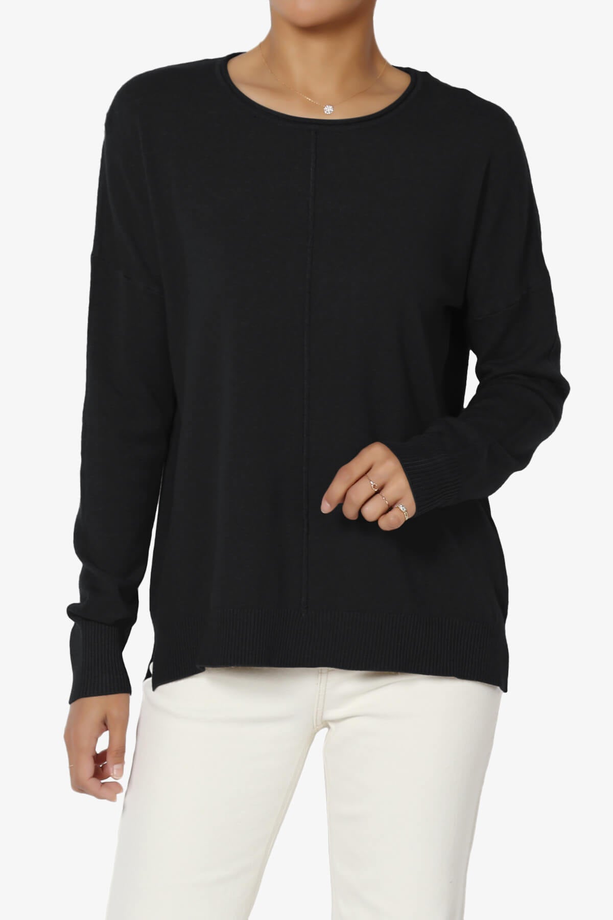 Carolina Long Sleeve Relaxed Fit Knit Top BLACK_1