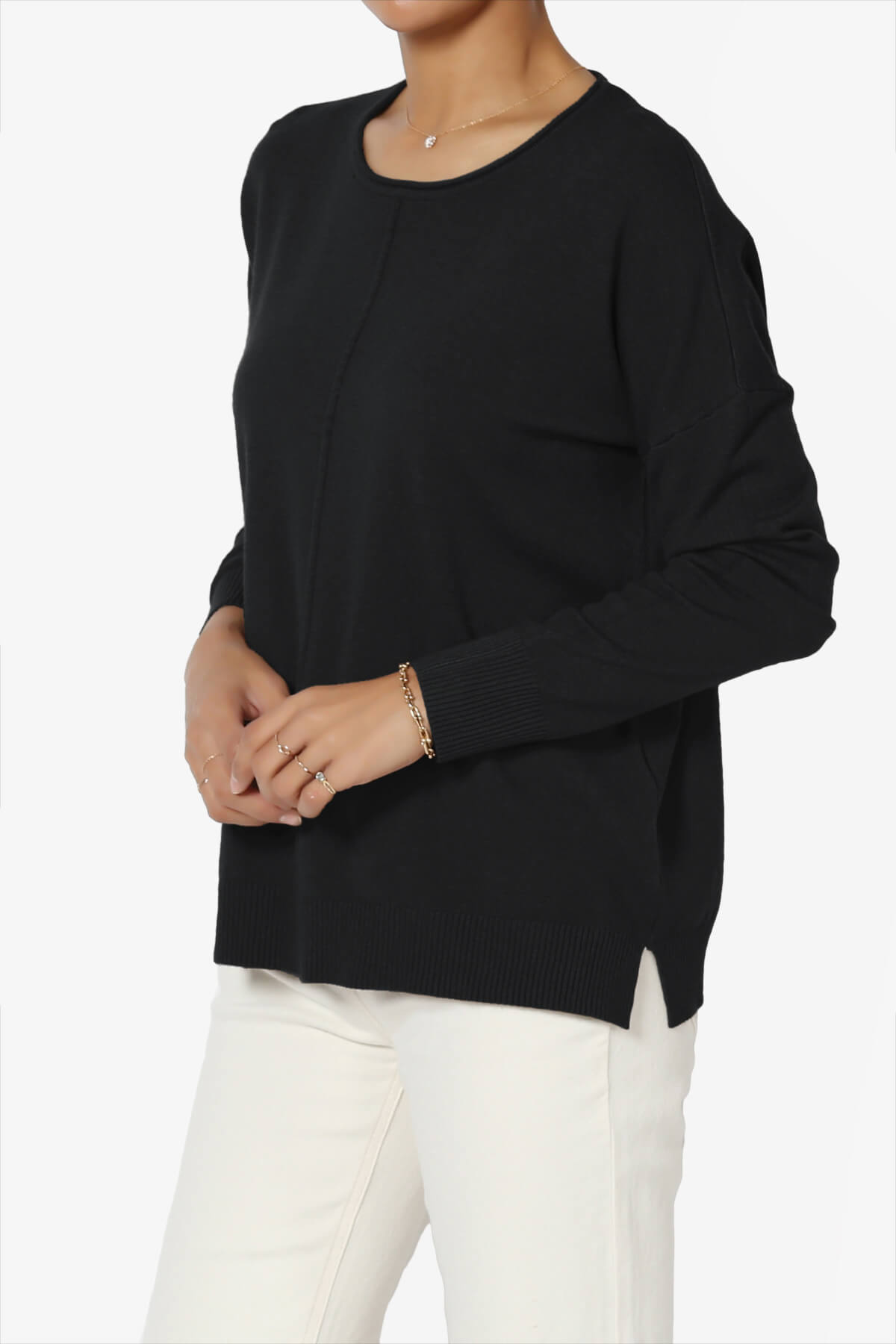 Carolina Long Sleeve Relaxed Fit Knit Top BLACK_3