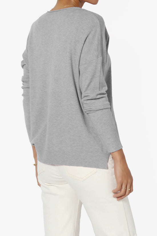 Carolina Long Sleeve Relaxed Fit Knit Top HEATHER GREY_4