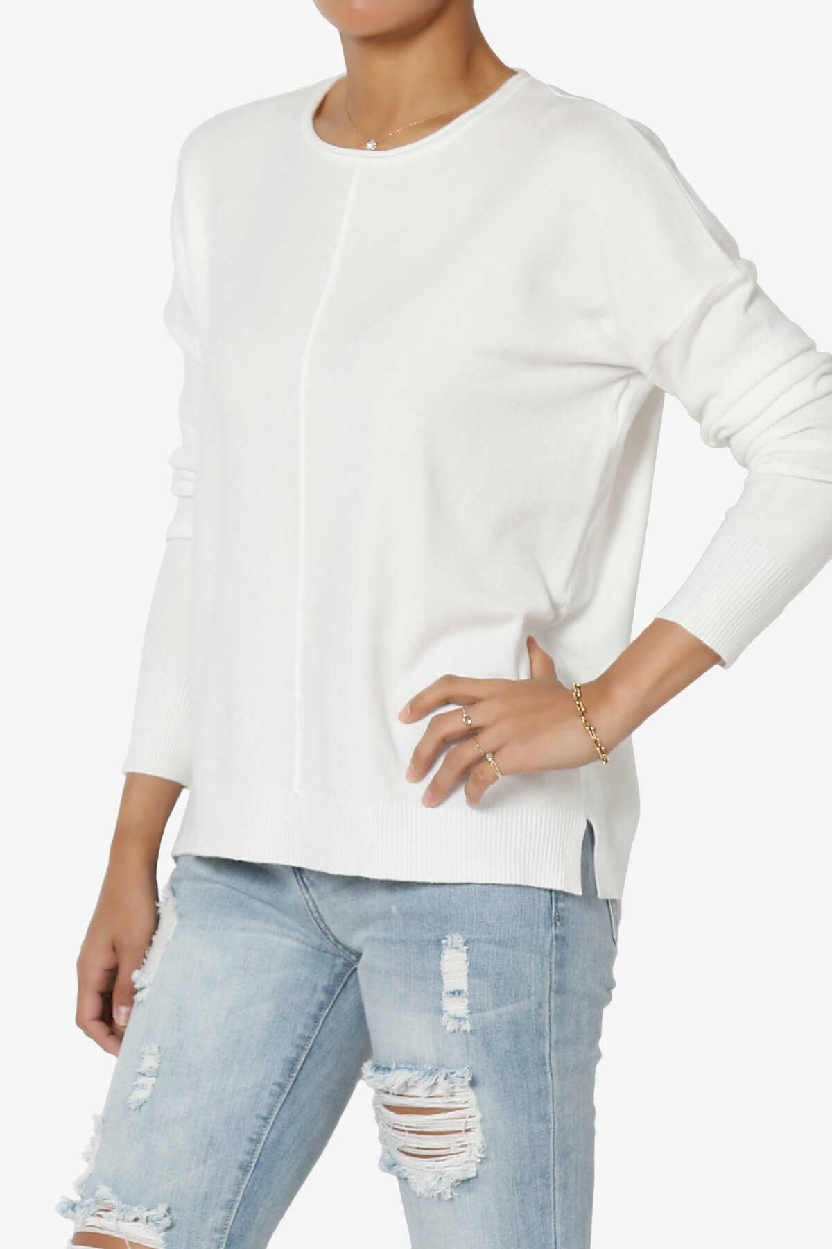 Carolina Long Sleeve Relaxed Fit Knit Top IVORY_3