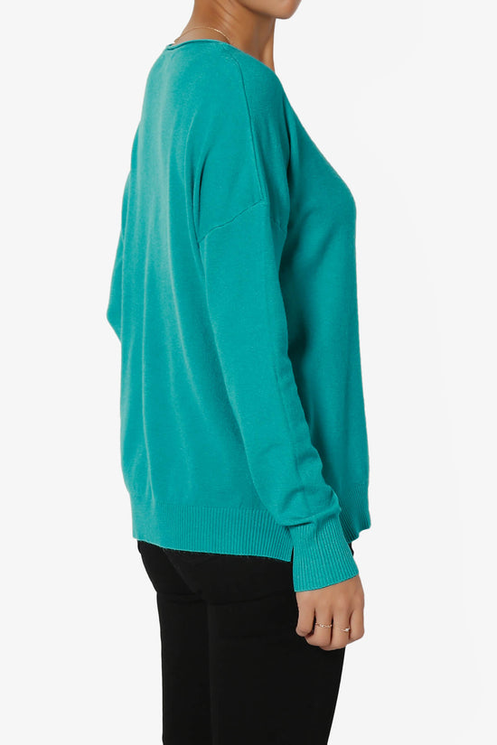 Carolina Long Sleeve Relaxed Fit Knit Top LT TEAL_4