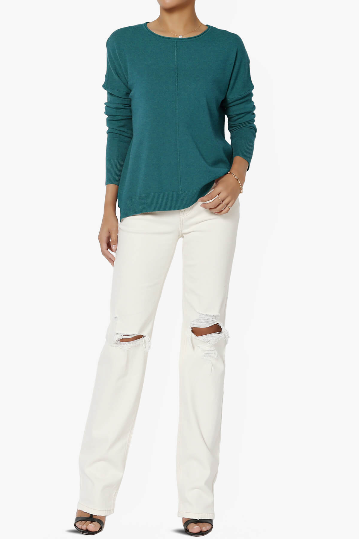 Carolina Long Sleeve Relaxed Fit Knit Top OCEAN TEAL_6