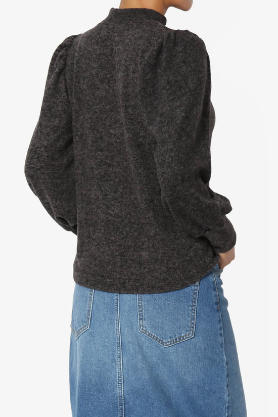 Killa Puff Long Sleeve Mock Neck Knit Sweater BLACK_4