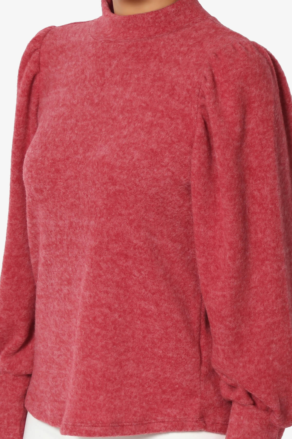 Killa Puff Long Sleeve Mock Neck Knit Sweater DARK RED_5