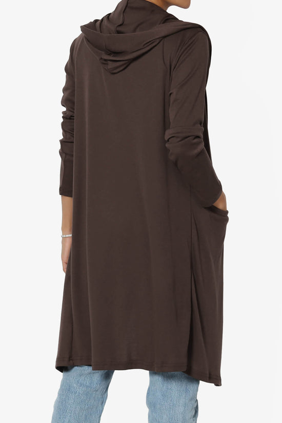 Nataly Open Front Hooded Long Cardigan BROWN_2
