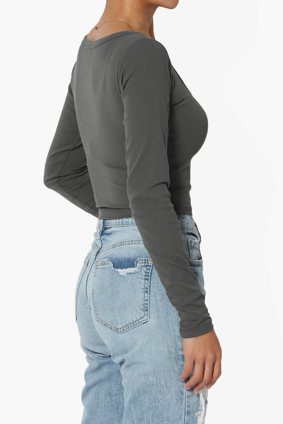 Solly Scoop Neck Long Sleeve Crop T-Shirt CHARCOAL_4
