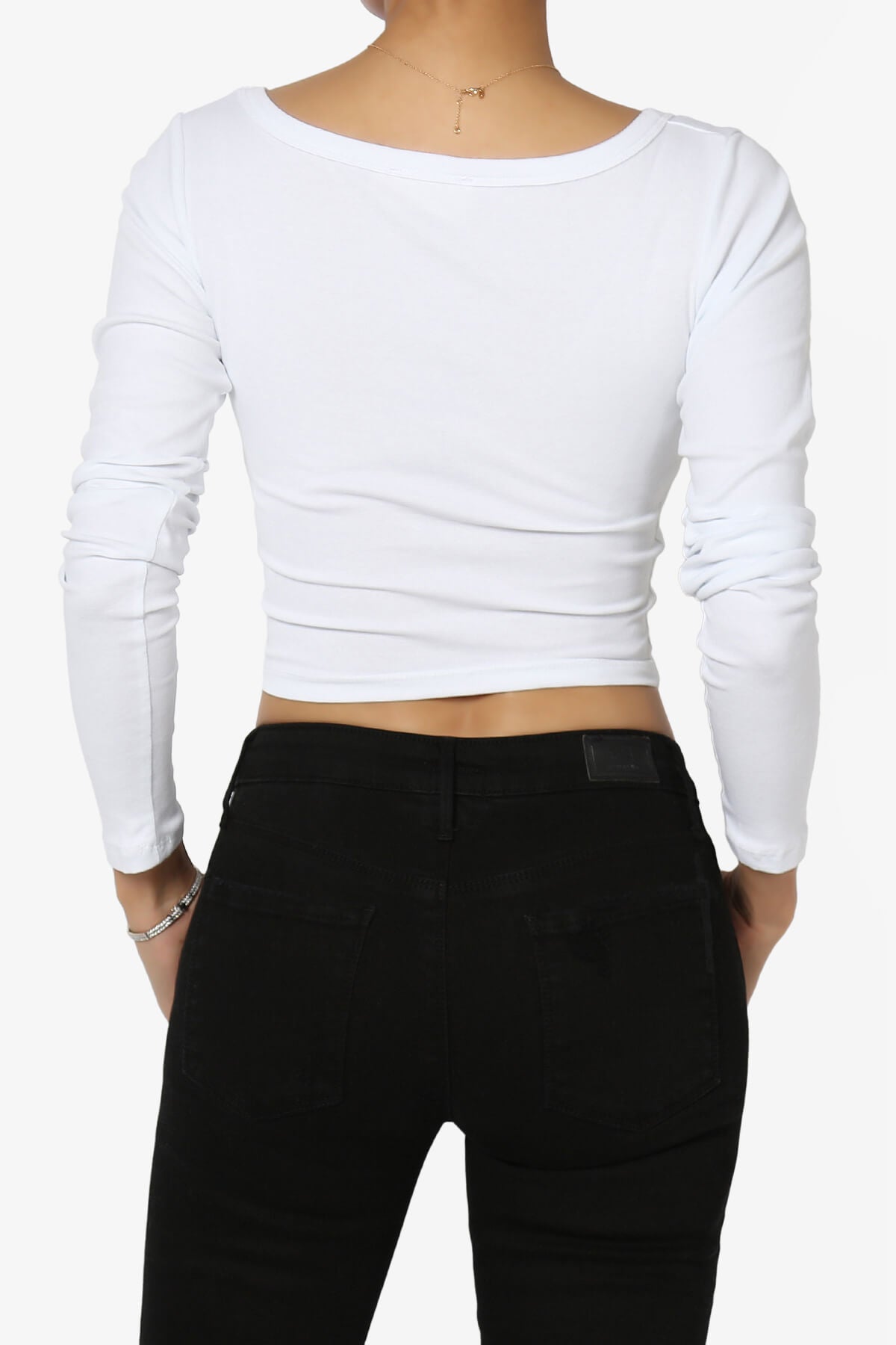 Solly Scoop Neck Long Sleeve Crop T-Shirt WHITE_2