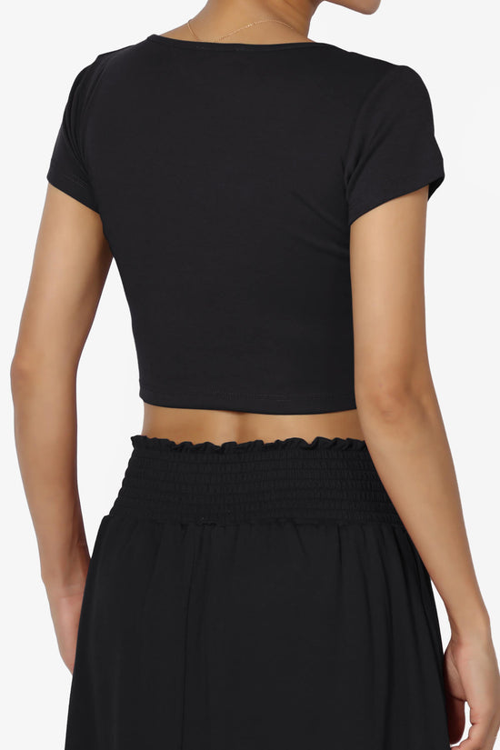 Solly Square Neck Short Sleeve Crop T-Shirt BLACK_2