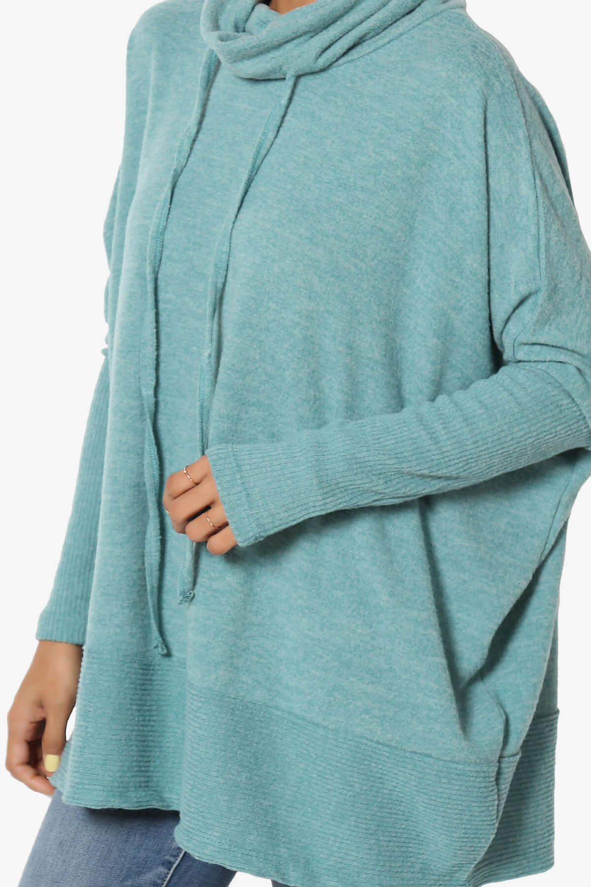 Barclay Cowl Neck Melange Knit Oversized Sweater DUSTY TEAL_5