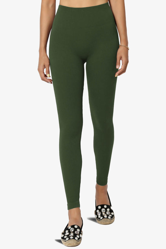 Blossoms Thermal Ribbed Seamless Leggings ARMY GREEN_3