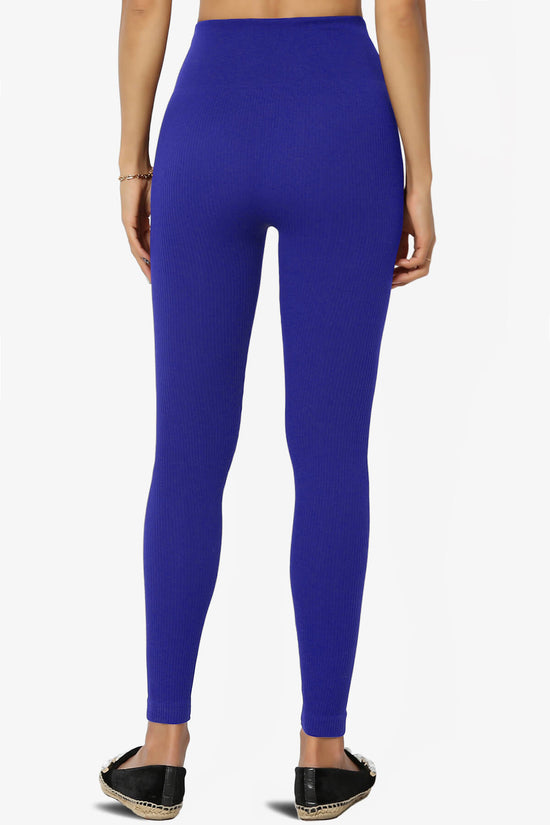 Blossoms Thermal Ribbed Seamless Leggings BRIGHT BLUE_2