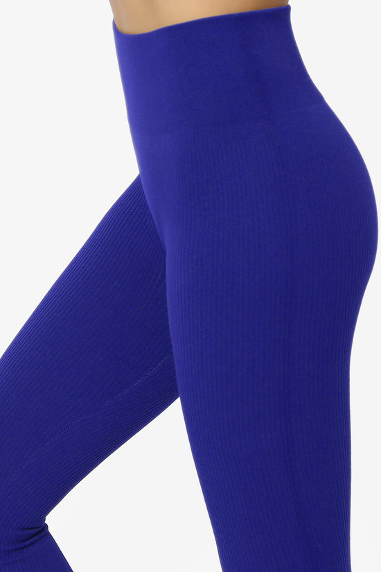 Blossoms Thermal Ribbed Seamless Leggings BRIGHT BLUE_5
