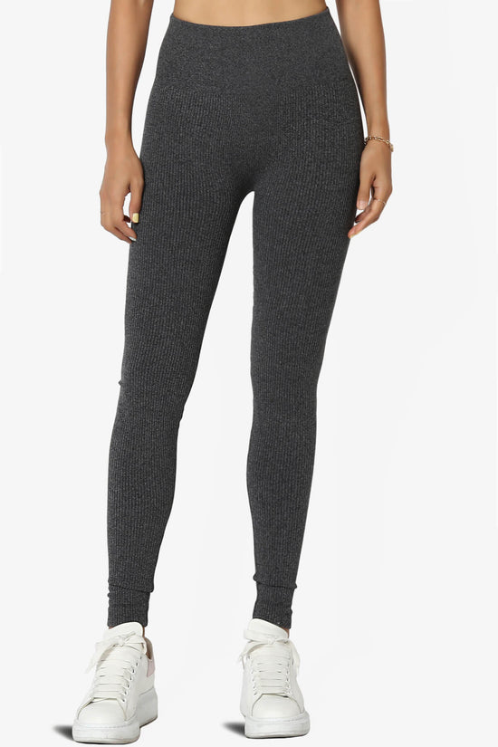 Blossoms Thermal Ribbed Seamless Leggings CHARCOAL_3