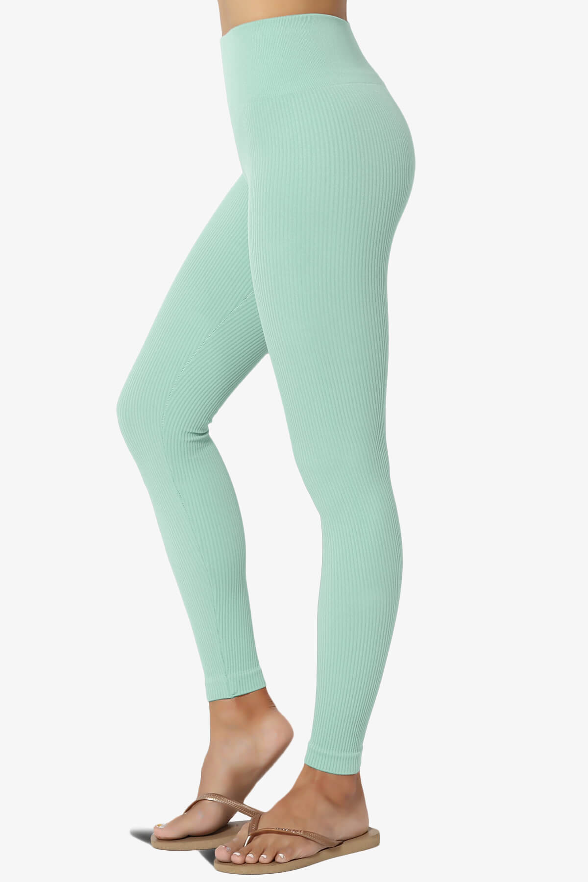 Blossoms Thermal Ribbed Seamless Leggings DUSTY GREEN_1