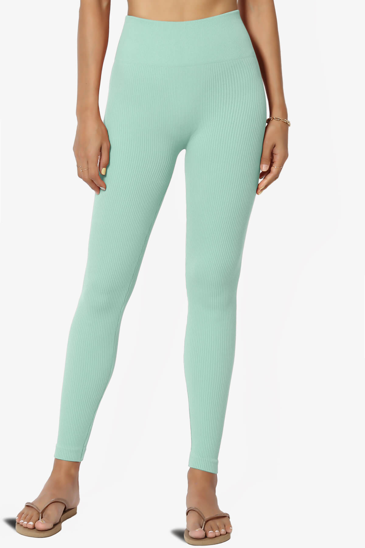 Blossoms Thermal Ribbed Seamless Leggings DUSTY GREEN_3