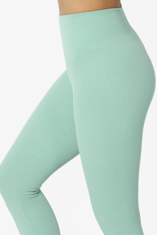 Blossoms Thermal Ribbed Seamless Leggings DUSTY GREEN_5