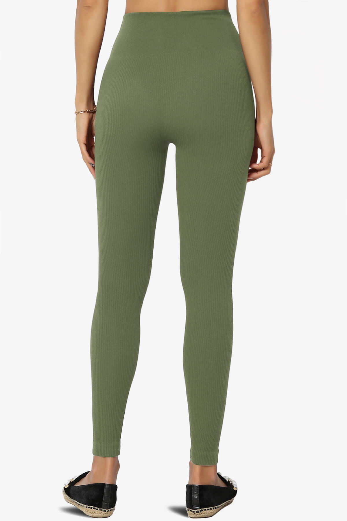 Blossoms Thermal Ribbed Seamless Leggings DUSTY OLIVE_2