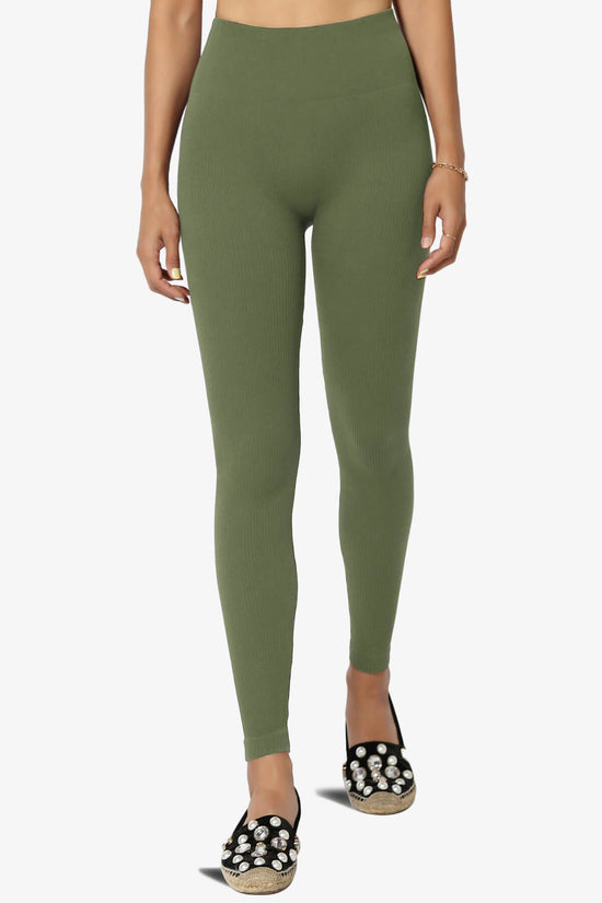 Blossoms Thermal Ribbed Seamless Leggings DUSTY OLIVE_3