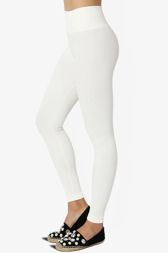 Blossoms Thermal Ribbed Seamless Leggings IVORY_1