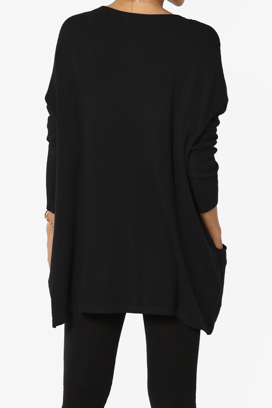 Brendi Super Soft Pocket Oversized Sweater BLACK_2
