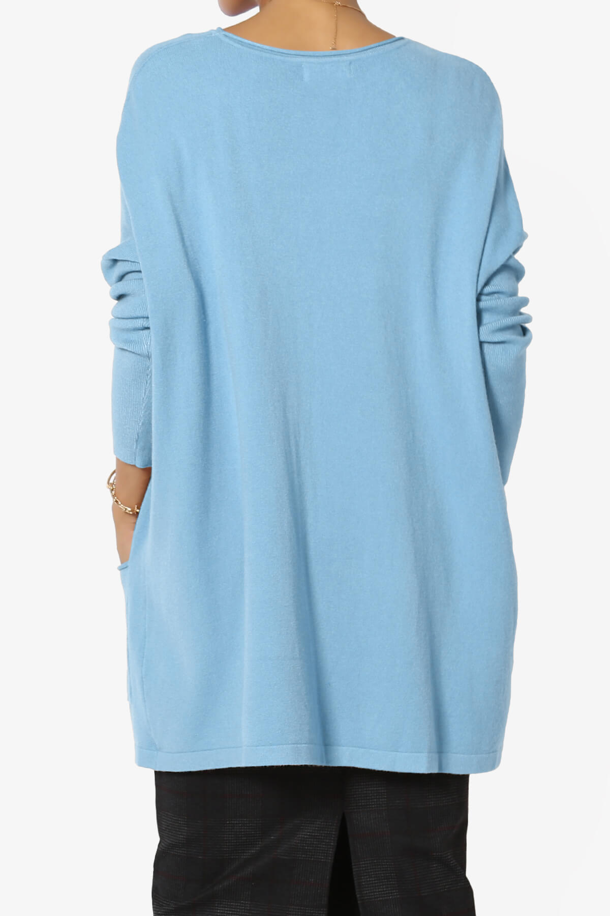 Brendi Super Soft Pocket Oversized Sweater LIGHT BLUE_2